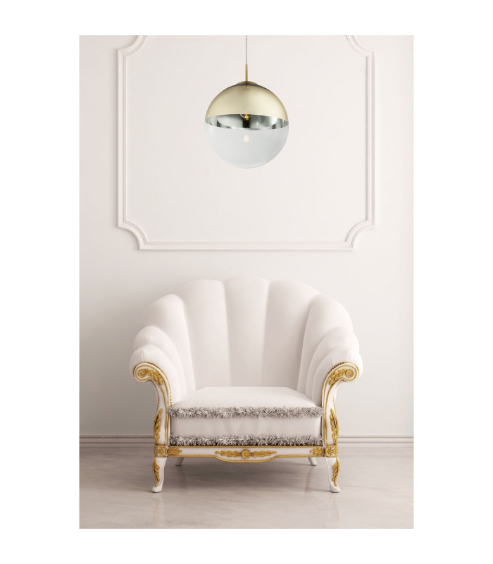 Varus 33cm Globe Pendant Ceiling Light Gold Colors Transparent Glass Shade 1x E27-6