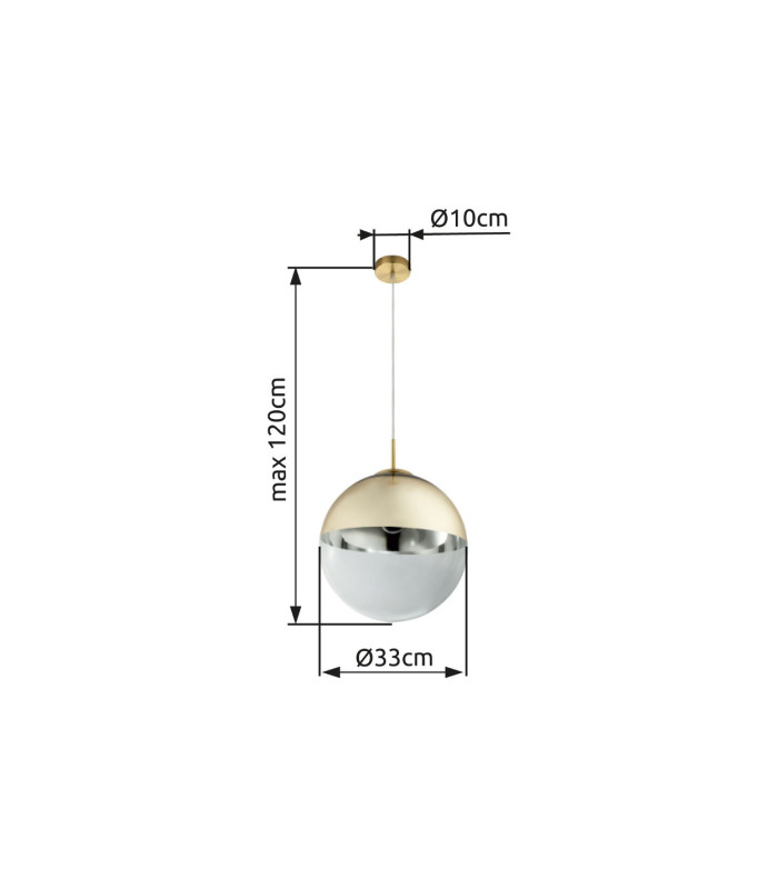 Varus 33cm Globe Pendant Ceiling Light Gold Colors Transparent Glass Shade 1x E27-8