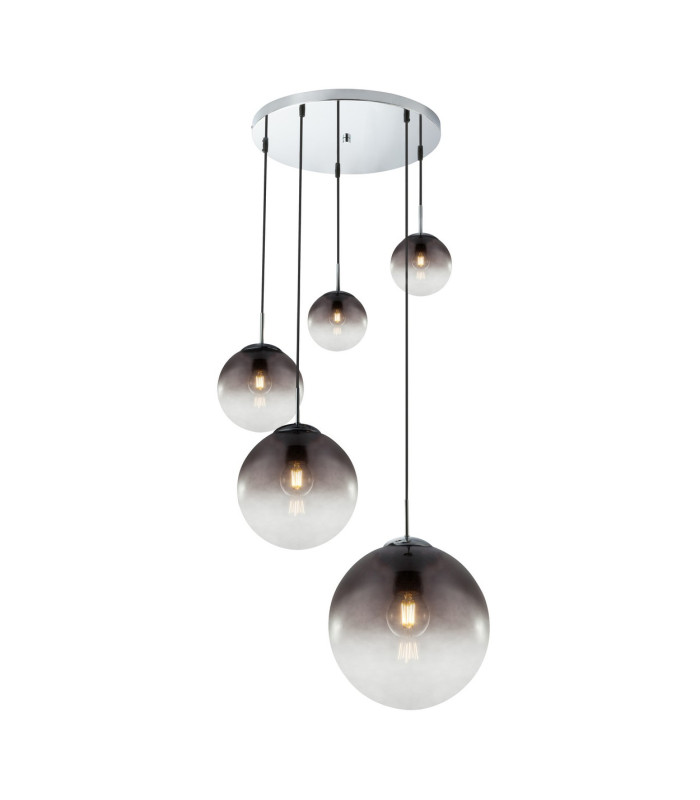 Varus Cluster Pendant Ceiling Light Chrome Glass Shade 3x E27-1