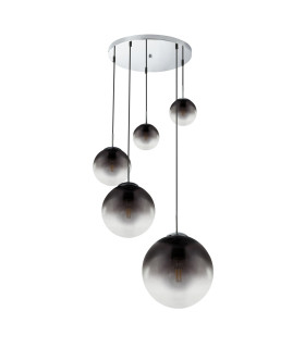 Varus Cluster Pendant Ceiling Light Chrome Glass Shade 3x E27-2