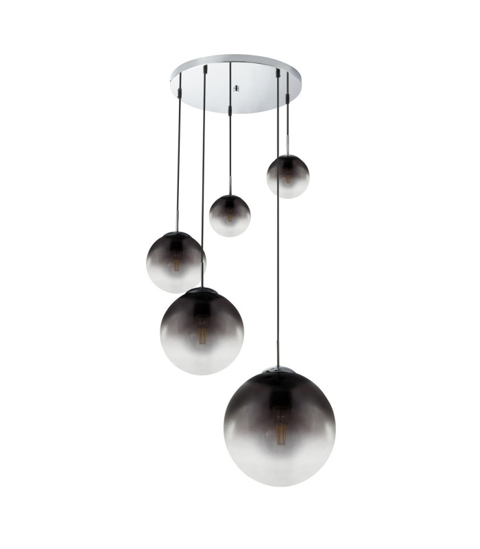 Varus Cluster Pendant Ceiling Light Chrome Glass Shade 3x E27-2