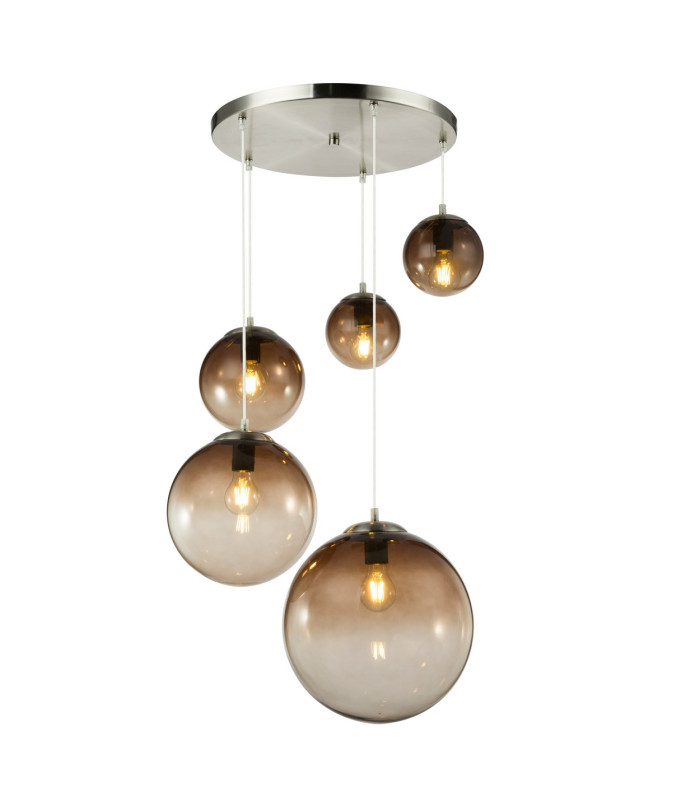 Varus Cluster Pendant Ceiling Light Chrome Glass Shade 3x E27-3