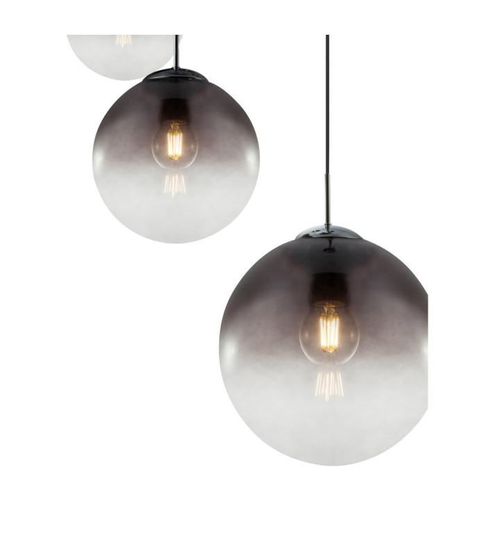 Varus Cluster Pendant Ceiling Light Chrome Glass Shade 3x E27-4