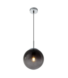 Varus 20cm Globe Pendant Ceiling Light Chrome Glass Shade 1x E27-1
