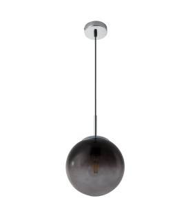 Varus 20cm Globe Pendant Ceiling Light Chrome Glass Shade 1x E27-2