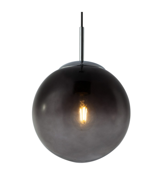 Varus 20cm Globe Pendant Ceiling Light Chrome Glass Shade 1x E27-3