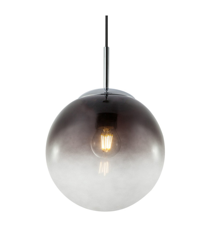 Varus 20cm Globe Pendant Ceiling Light Chrome Glass Shade 1x E27-4