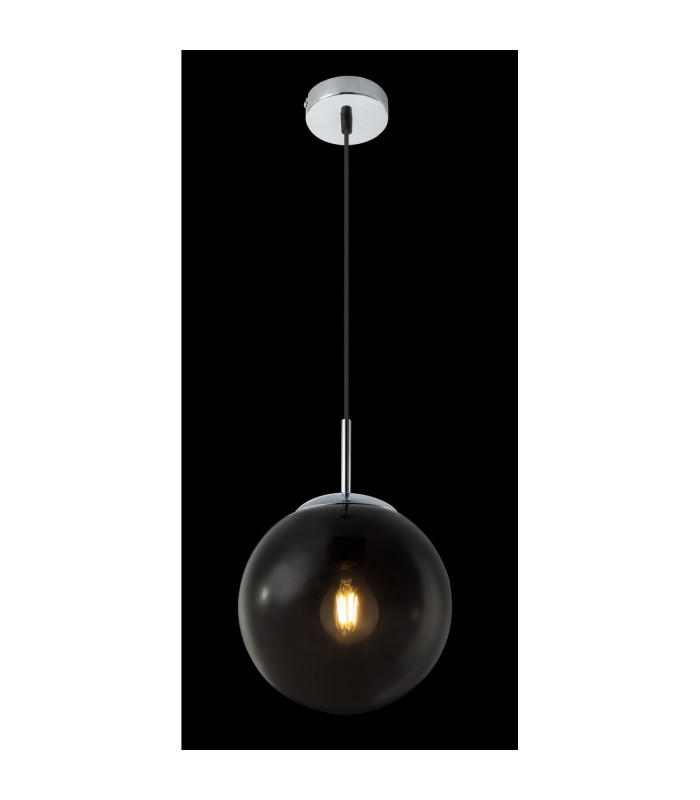Varus 20cm Globe Pendant Ceiling Light Chrome Glass Shade 1x E27-5