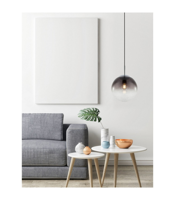 Varus 20cm Globe Pendant Ceiling Light Chrome Glass Shade 1x E27-6