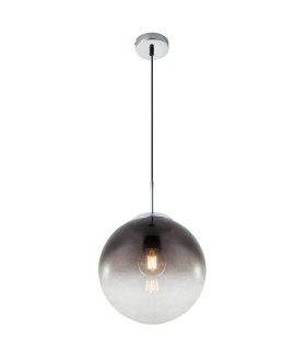 Varus 25cm Globe Pendant Ceiling Light Chrome Smoke Glass Shade 1x E27-1