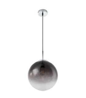 Varus 25cm Globe Pendant Ceiling Light Chrome Smoke Glass Shade 1x E27-2