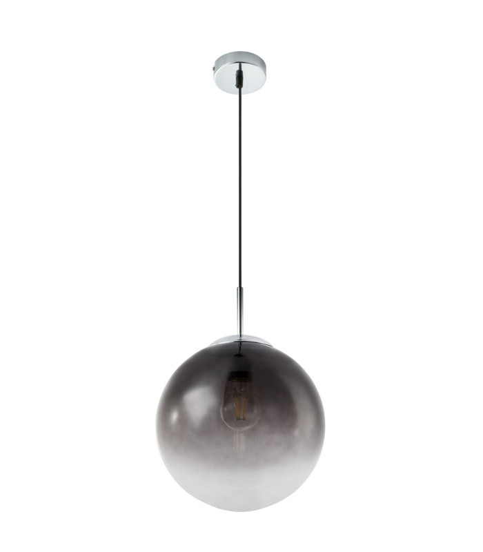 Varus 25cm Globe Pendant Ceiling Light Chrome Smoke Glass Shade 1x E27-2