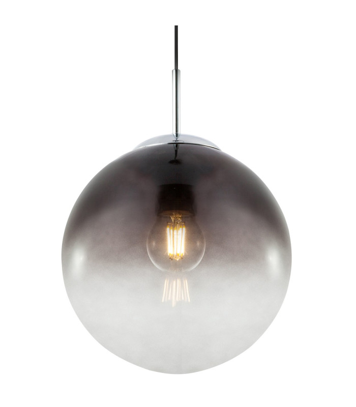Varus 25cm Globe Pendant Ceiling Light Chrome Smoke Glass Shade 1x E27-4