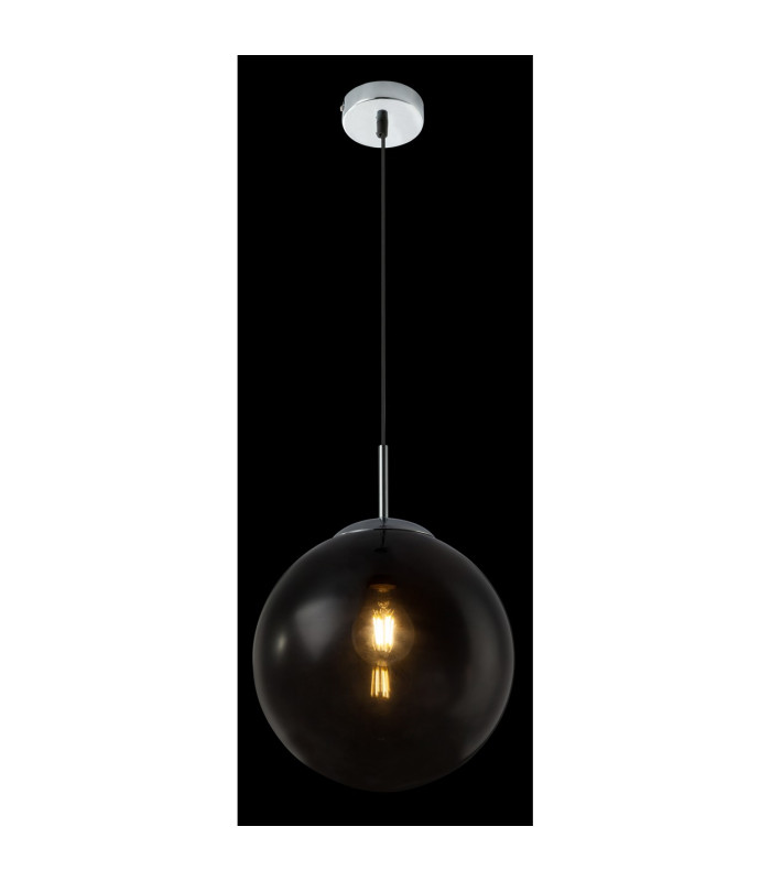 Varus 25cm Globe Pendant Ceiling Light Chrome Smoke Glass Shade 1x E27-5