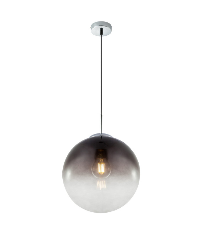 Varus 30cm Globe Pendant Ceiling Light Chrome Glass Shade 1x E27-1