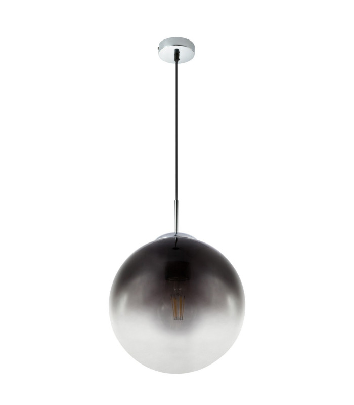 Varus 30cm Globe Pendant Ceiling Light Chrome Glass Shade 1x E27-2