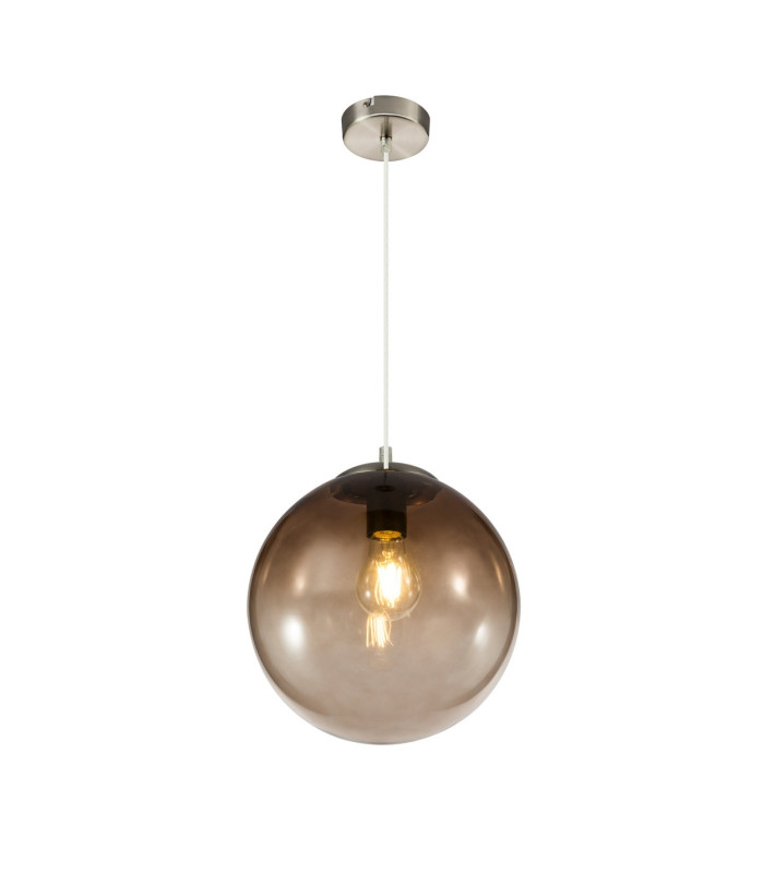 Varus 30cm Globe Pendant Ceiling Light Chrome Glass Shade 1x E27-3