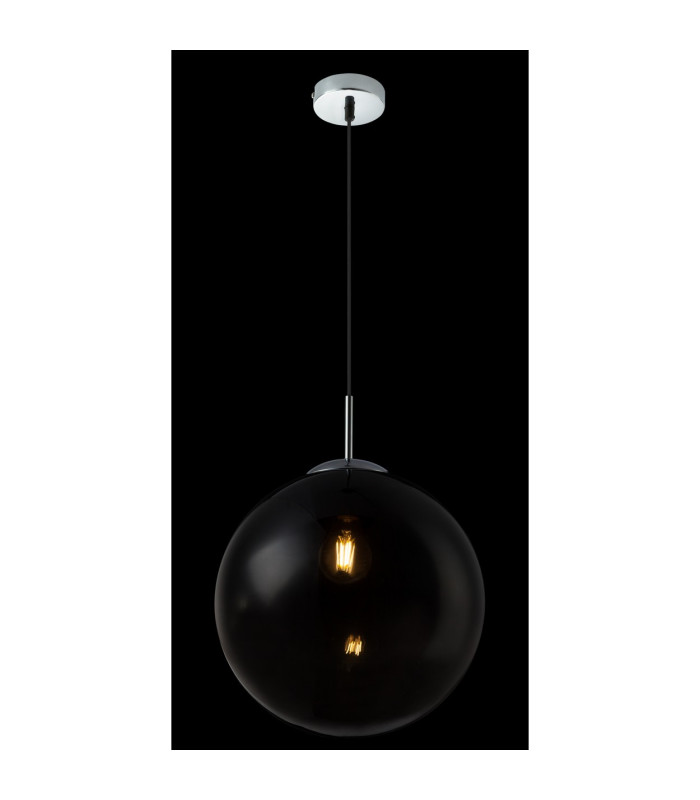Varus 30cm Globe Pendant Ceiling Light Chrome Glass Shade 1x E27-5