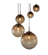 Varus Cluster Pendant Ceiling Light Brown Amber Glass Shade 5x E27-3