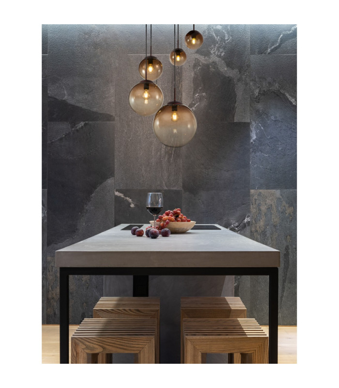 Varus Cluster Pendant Ceiling Light Brown Amber Glass Shade 5x E27-5