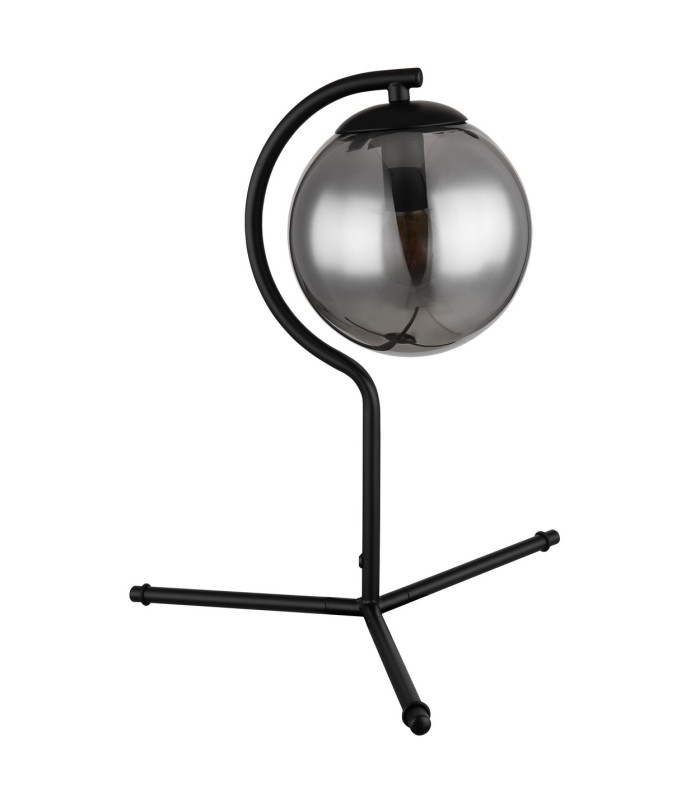 Porry Globe Table Lamp Matt Black Smoke Glass Shade 1x E14-2