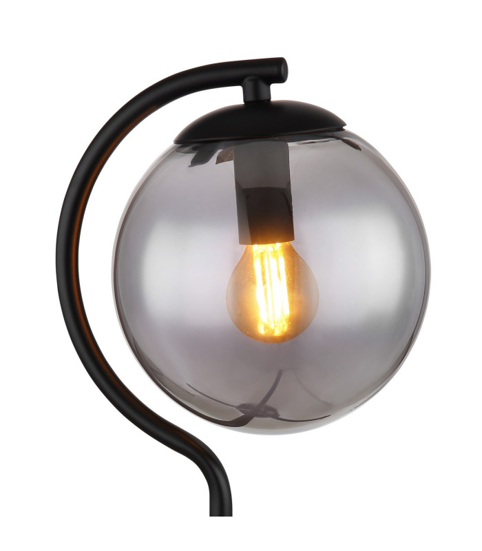 Porry Globe Table Lamp Matt Black Smoke Glass Shade 1x E14-3