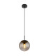 Samos Globe Pendant Ceiling Light Matt Black Smoke Glass Shade 1x E27-1