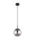 Samos Globe Pendant Ceiling Light Matt Black Smoke Glass Shade 1x E27-2