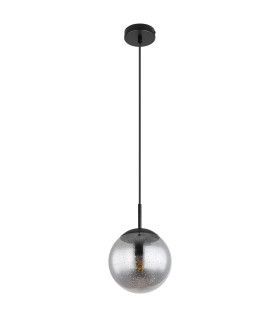 Samos Globe Pendant Ceiling Light Matt Black Smoke Glass Shade 1x E27-2