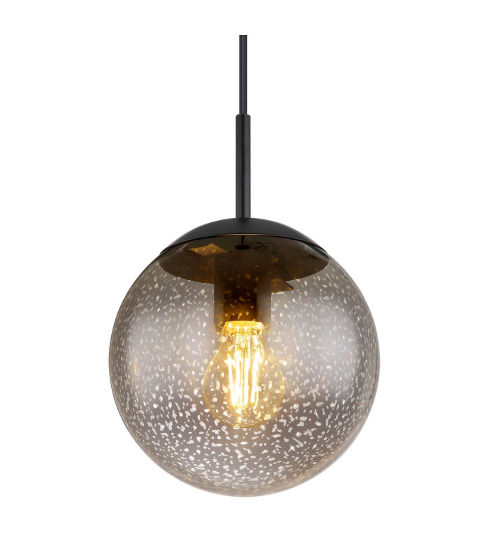 Samos Globe Pendant Ceiling Light Matt Black Smoke Glass Shade 1x E27-3