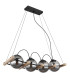 Leona Bar Pendant Ceiling Light Matt Black Smoke Glass Shade 4x E27-2