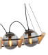Leona Bar Pendant Ceiling Light Matt Black Smoke Glass Shade 4x E27-4