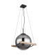 Leona Globe Pendant Ceiling Light Matt Black Smoke Glass Shade 1x E27-2