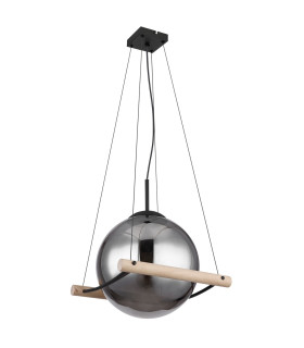Leona Globe Pendant Ceiling Light Matt Black Smoke Glass Shade 1x E27-2