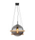 Leona Globe Pendant Ceiling Light Matt Black Smoke Glass Shade 1x E27-3