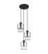 Hendry Cluster Pendant Ceiling Light Matt Black Smoke Glass Shade 3x E27-2