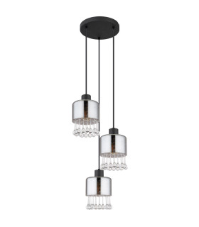 Hendry Cluster Pendant Ceiling Light Matt Black Smoke Glass Shade 3x E27-2