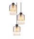 Hendry Cluster Pendant Ceiling Light Matt Black Smoke Glass Shade 3x E27-3
