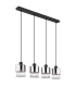 Hendry Bar Pendant Ceiling Light Matt Black Smoke Glass Shade 4x E27-2