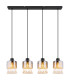 Hendry Bar Pendant Ceiling Light Matt Black Smoke Glass Shade 4x E27-3