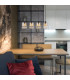 Hendry Bar Pendant Ceiling Light Matt Black Smoke Glass Shade 4x E27-5