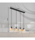 Hendry Bar Pendant Ceiling Light Matt Black Smoke Glass Shade 4x E27-6