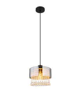 Hendry Pendant Ceiling Light Matt Black Smoke Glass Shade 1x E27-1