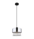 Hendry Pendant Ceiling Light Matt Black Smoke Glass Shade 1x E27-2