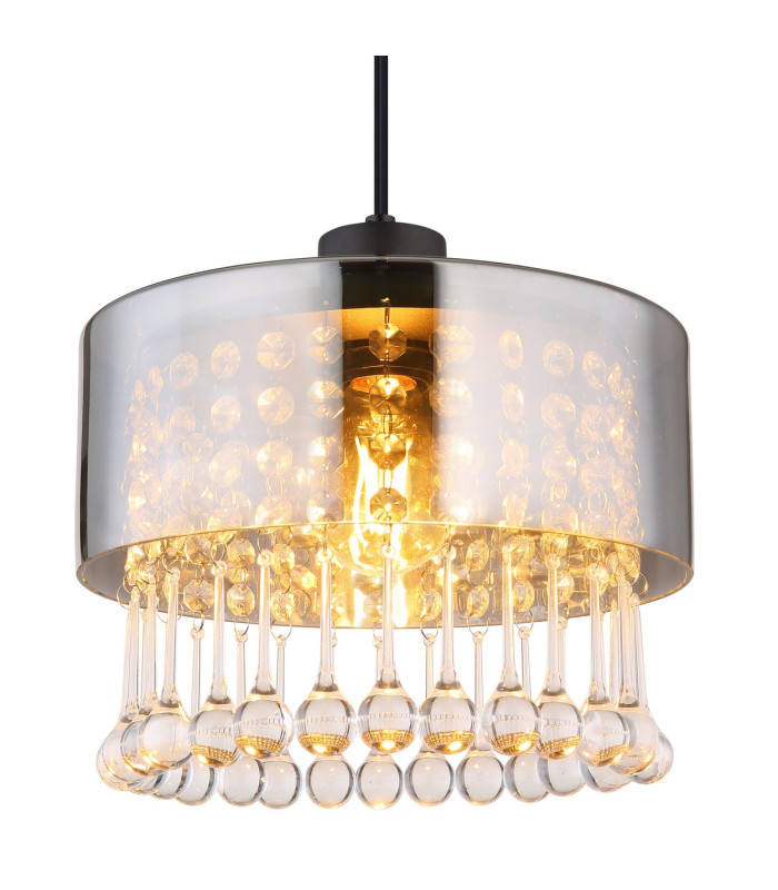 Hendry Pendant Ceiling Light Matt Black Smoke Glass Shade 1x E27-3