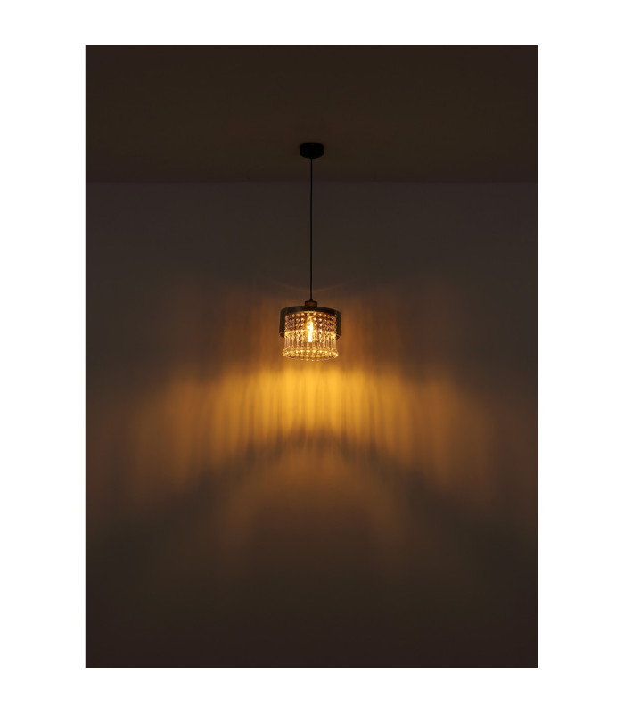 Hendry Pendant Ceiling Light Matt Black Smoke Glass Shade 1x E27-4