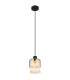 Hendry Slim Pendant Ceiling Light Matt Black Smoke Glass Shade 1x E27-1