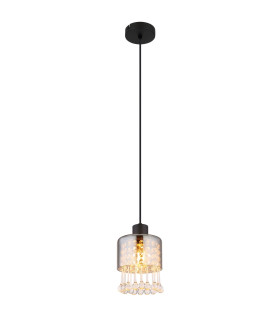 Hendry Slim Pendant Ceiling Light Matt Black Smoke Glass Shade 1x E27-1