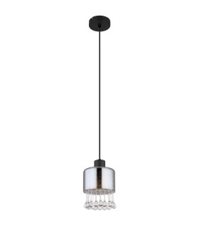 Hendry Slim Pendant Ceiling Light Matt Black Smoke Glass Shade 1x E27-2
