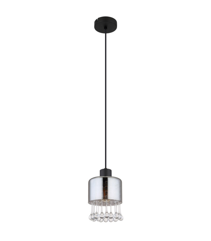 Hendry Slim Pendant Ceiling Light Matt Black Smoke Glass Shade 1x E27-2